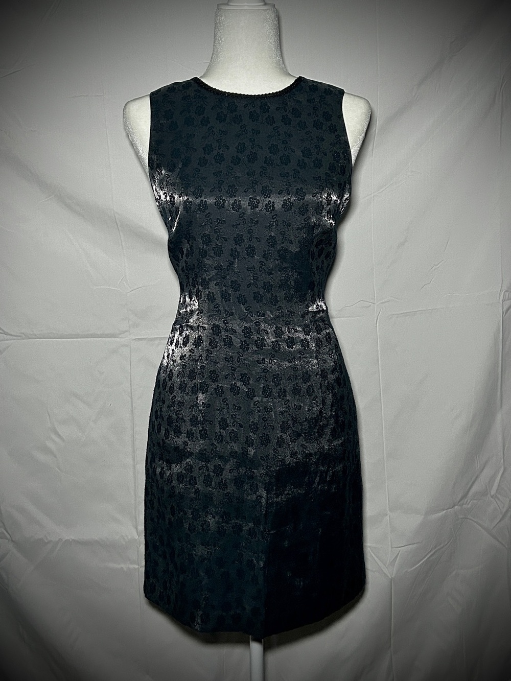 CDC Black Sleeveless Jacquard Mini Dress